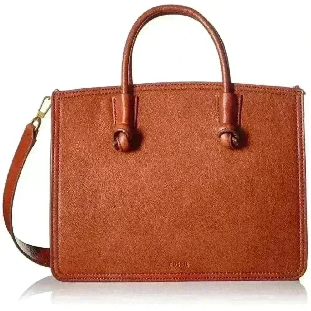 Fossil Tan/Brown Leather Structured Satchel